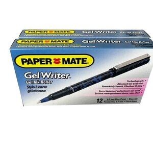 Vintage Paper Mate Gel-Writer Gel Ink Roller Pens Blue 2 Boxes 12